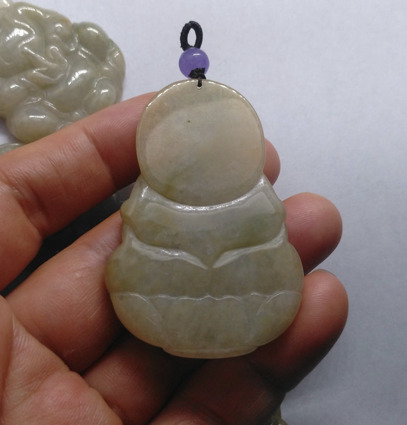 Guanyin Bodhisattva jadeite pendant, Carved Grade A Natural jade stone, yellow Burmese jade, Amulet necklace Pendant, Gemstone bead jewelry image 4