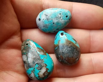 12.8g 3pendants,Hubei Turquoise Teardrop Beads: Natural Gemstone Pendants