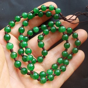 22&quot; round green jade stone necklace,handmade weave dark brown rope cord necklace for pendant,agate stone,gemstone necklace
