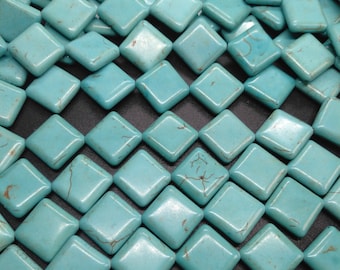 Diamond Howlite Turquoise Beads: 16" Strand, 17x22mm