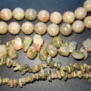 Unakite Round,Top drill,Nugget chip, Red,Green stone,gemstone beads, Loose  jasper, Full One Strand