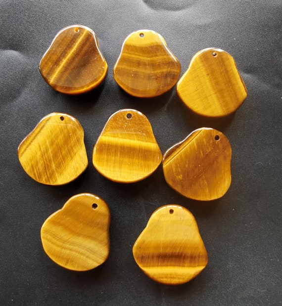 Ciondolo Piramide In Metallo Occhio Di Tigre & Pietra 3cm - Pendentifs - Foto 6