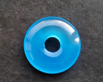 Donut Blue clear,chalcedony Agate pendant,gemstone bead Stone Healing