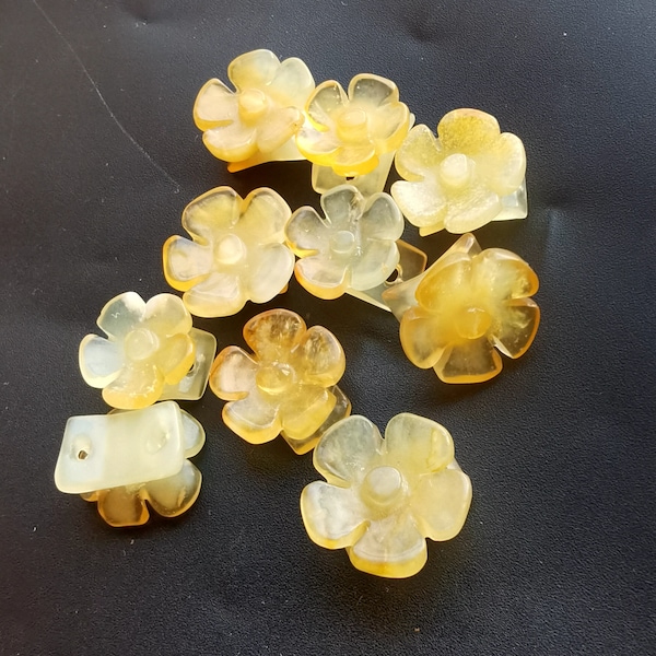 yellow flower natural jade stone charm bead,2 holes,chinese "xiuyu" Jade link,Amulet for making handmade ring Necklace Pendant Jewelry MX