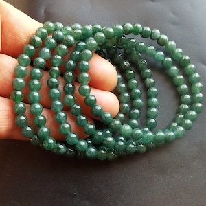 Round Blue Natural jadeite jade stone beaded bracelet, 6mm, 7.5&quot; ,Grade A,Amulet,Protection,Stretch Bracelet,Unisex Bracelet jewelry gift