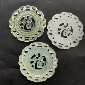 Carving chinese xiuyu fu word natural Green Jade stone Pendant head, circle gemstone bead,for making Amulet Talisman Necklace  jewelry MX