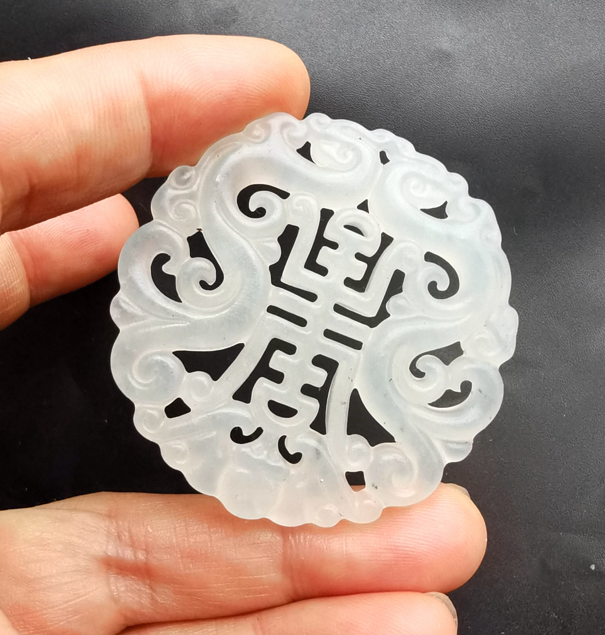 carving Dragon long life word natural white jade stone pendant,double face,Amulet Talisman for Necklace Pendant Jewerly  MX