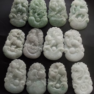 Certified,Chinese Zodiac natural jadeite pendant,Grade A,Rat,Ox,Tiger,Dragon,Horse,Sheep,Monkey,Rooster,Dog,Pig,Rabbit,snake,Amulet Pendant