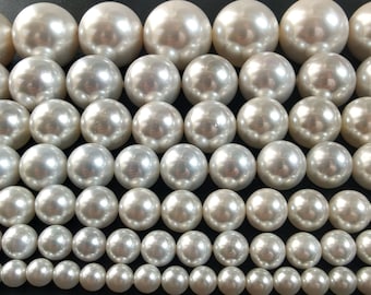 Shell white pearl strand, 6mm,8mm,10mm,12mm,14mm,16mm,20mm,round white south seashells beads,full strand,16&quot;, Loose diy beads,