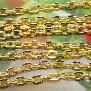 Long One Chain  egg Loop Yellow Chain on Copper Metal   Chain 2mmx3mm--- 38&quot; ---1m