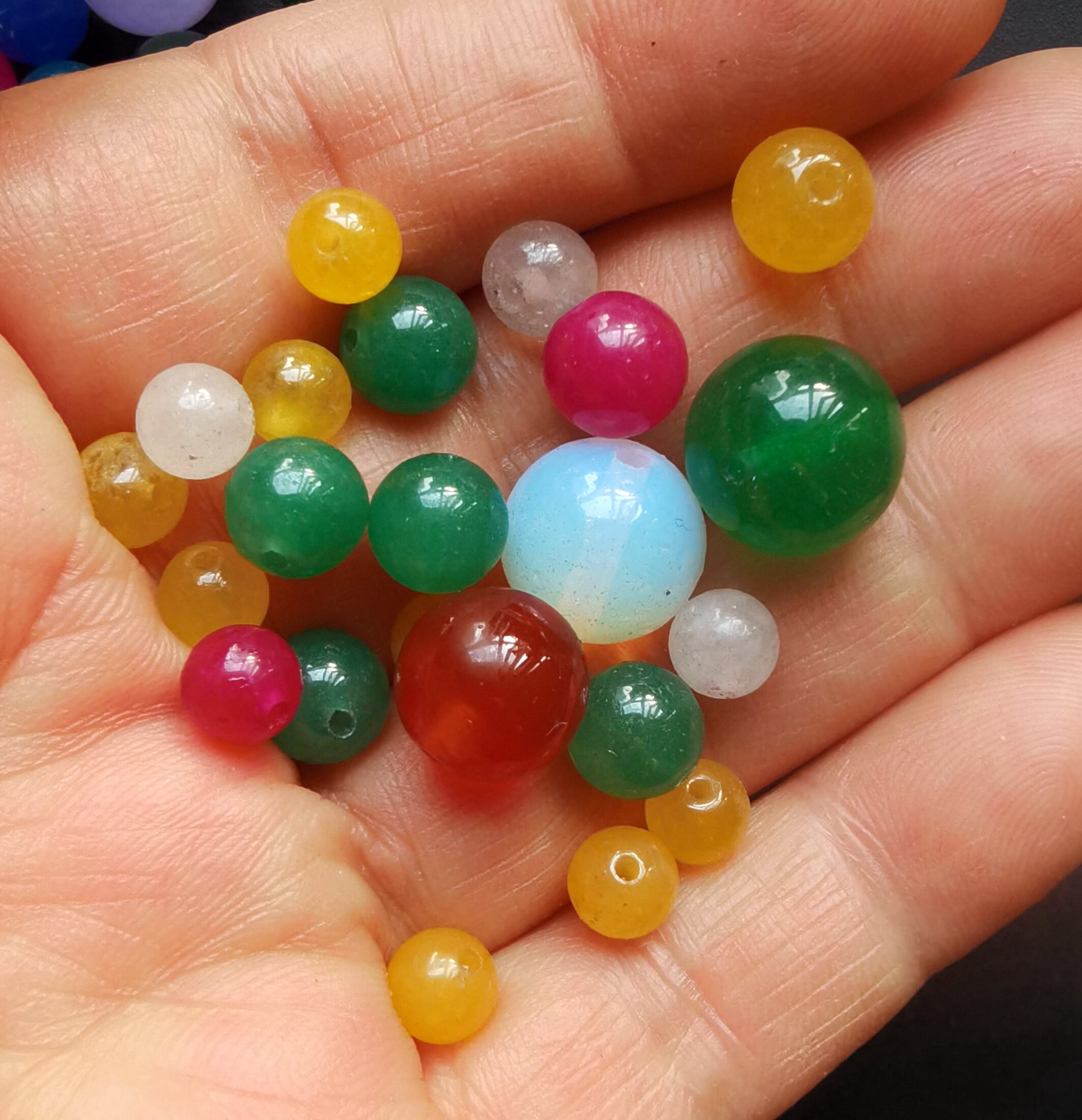 充実の品 20beads,mixcolor,round,assorted Jade Stone,mixture Size その他
