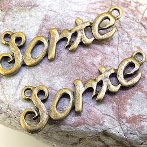 Bronze 'Sorte' Word Charm Pendants - 6pcs
