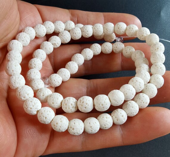 Pietra lavica vulcanica bianca naturale 4/6/8/10/12MM perline di roccia vulcanica distanziatore allentato per creazione di gioielli accessori braccialetti fai da te  36