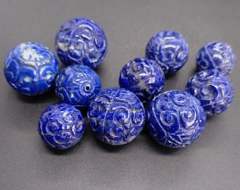 25mm-10mm,Round Ball Lapis lazuli stone bead,Carved natural blue lapis stone,gemstone,Amulet Talisman for making Necklace pendant jewelry