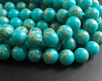 Schlangenhaut Jaspis, 4 mm, 6 mm, 8 mm, 10 mm, 12 mm, runde glatte Perlen, Impression Jaspis Steinperlen, blaue Meeressediment Jaspis