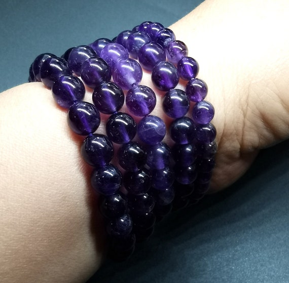 11mm Genuine Natural Purple Amethyst Crystal Beads Bracelet | eBay