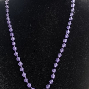 24&quot; 6mm round lavender jade stone gemstone beaded necklace,handmade weave purple rope cord necklace for pendant jewelry