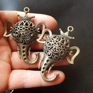 3stk König Elefanten Charm antike Bronze, Messing filigrane Metallanhänger mit Schleife, Schmuck passende Link, Schmuck Komponenten diy Zubehör - A0