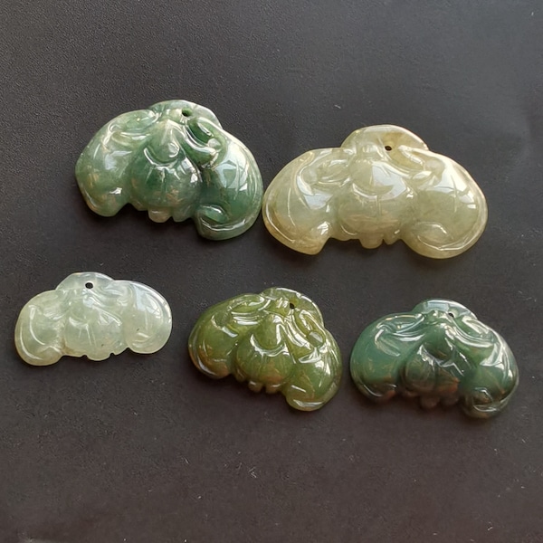 Bat chino fu tallado natural verde jadeíta jade piedra colgante, grado A, cuentas de amuleto, enlace de jadeíta al por mayor, cuentas sueltas, para joyería hecha a mano