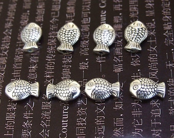 Silver Fish Link Beads: Filigree Metal Connector (10pcs)