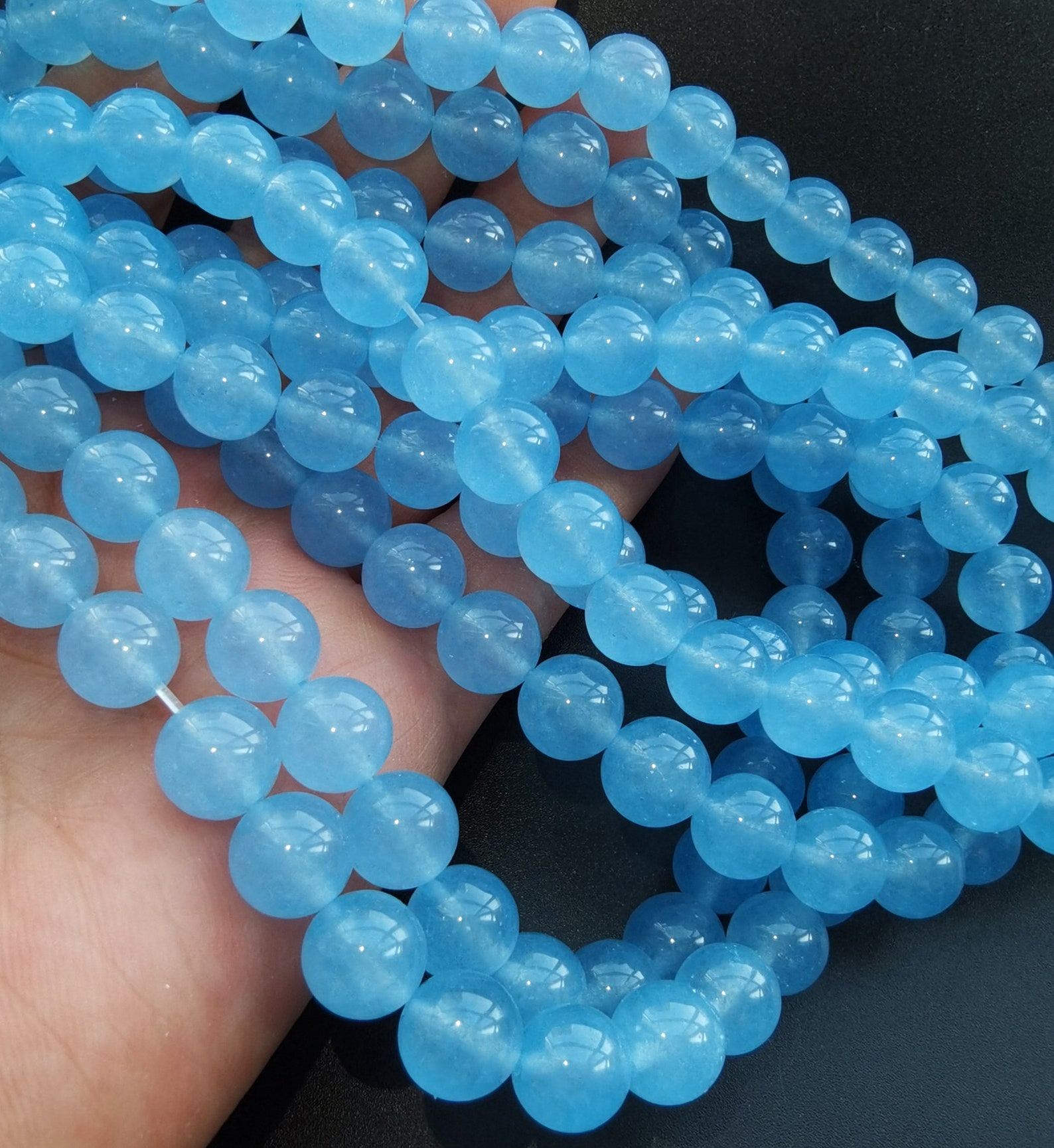 Round Sea Blue Jade Beads 4mm 6mm 8mm 10mm 12mm14mm Etsy