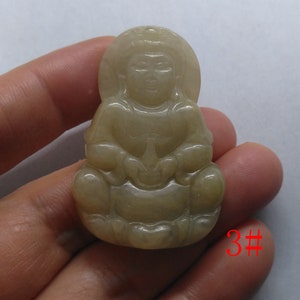 Guanyin Bodhisattva jadeite pendant, Carved Grade A Natural jade stone, yellow Burmese jade, Amulet necklace Pendant, Gemstone bead jewelry 3#
