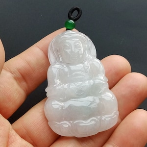 Certified Grade A Natural Jadeite Jade pendant, Chinese bodhisattva Buddha Burmese jade Amulet necklace Pendant, Gemstone bead stone jewelry