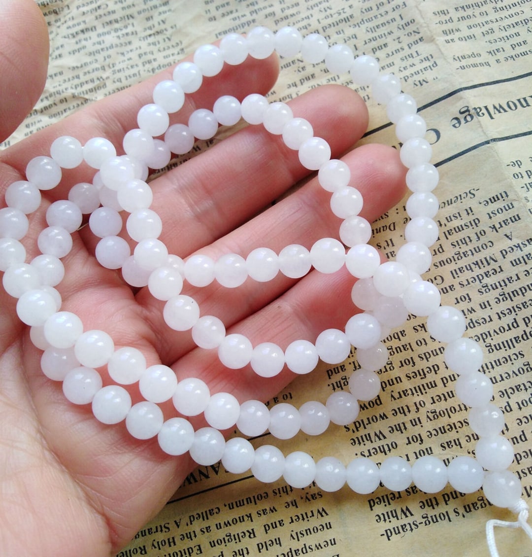 Collana Lunga 50 Pollici In Perle Naturali E Giada - Bianco E Verde, Fatte A Mano