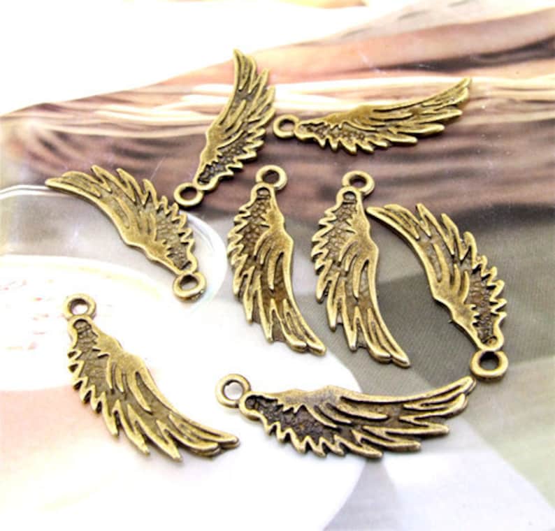 Angel Wings Antique Bronze Filigree Metal 35mm8beads Etsy