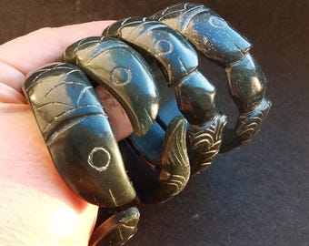 inner 52mm-54mm,fish carving natural jade stone band bangle,Amulet samller bangle