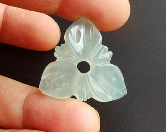 Flower Carved Jade Pendant: Green Gemstone Amulet
