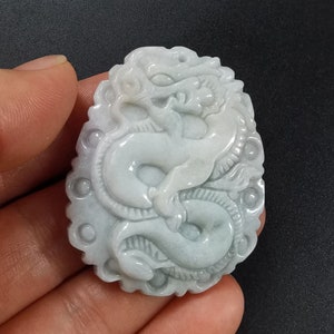 Oval Chinese Dragon carving natural Burmese Jadeite Jade stone pendant,Grade A,Amulet necklace,for making Gemstone bead stone jewelry