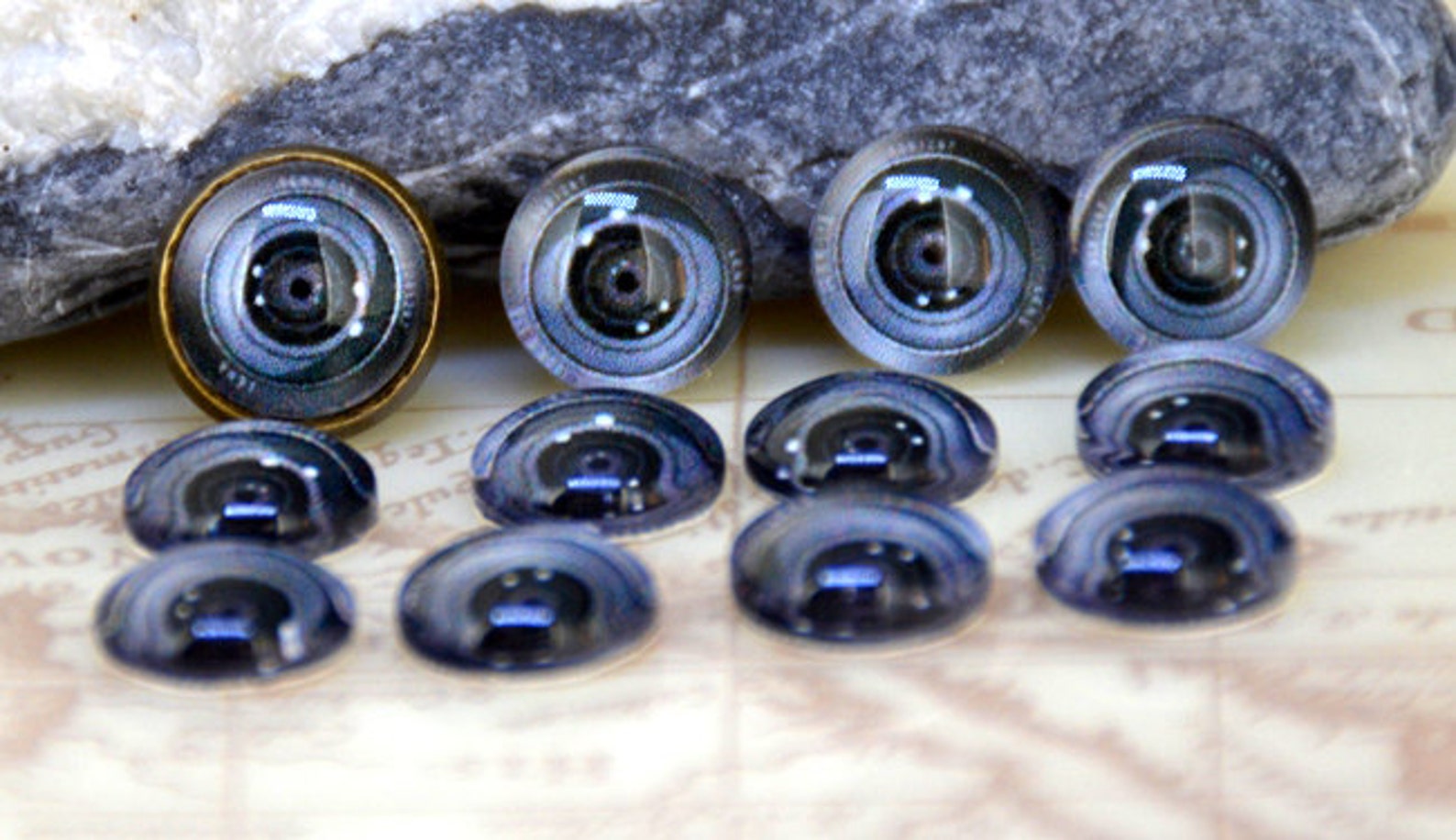 Black Grey Camera Lens Handmade Photo Glass Cabochon Dome10mm 12mm 14mm