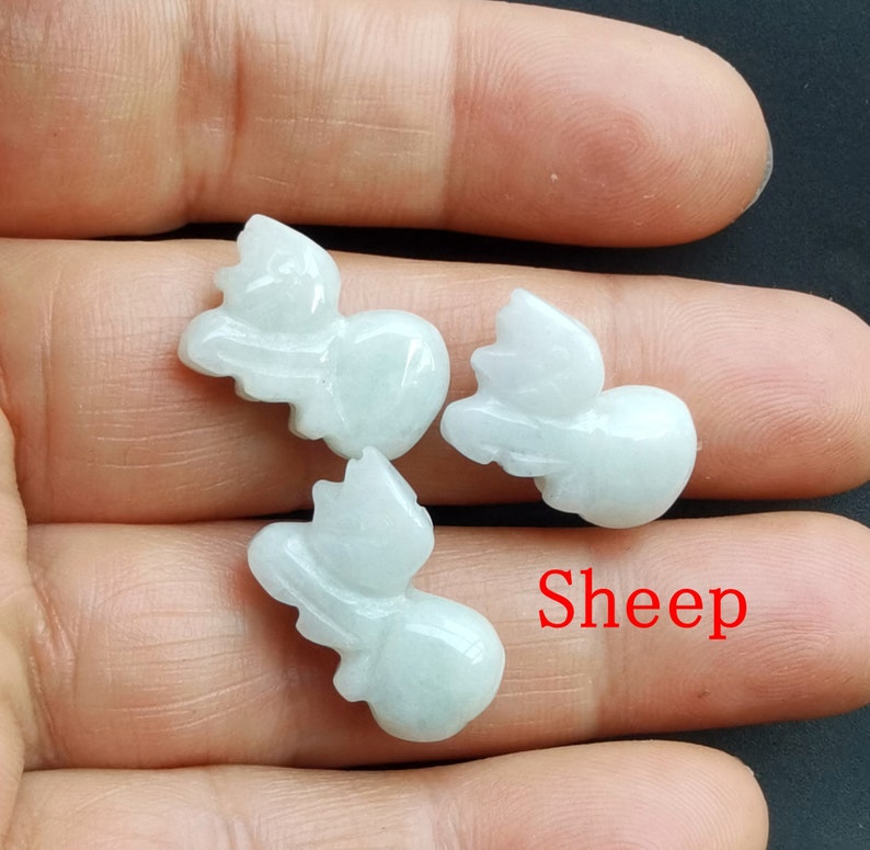 Liten tupp, apa, oxe, orm, får, drake, tiger, kanin, djur naturlig jadeit jadesten amulett hänge huvud, länk Sheep