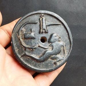 Circle carving God natural black Jade jasper stone Pendant,charm Amulet for making handmade Necklace Pendant Jewelry ZB