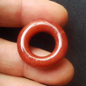 24mm Love Donut circle carving red jade stone bead pendant,earring beads,charm Amulet,gemstone for making handmade necklace bracelet jewelry