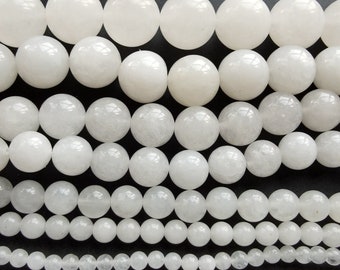 Round white Jade strand,4mm 6mm 8mm 10mm 12mm 14mm 16mm,charm jade stone, loose beads, diy beads,gemstone, full one strand 15.5&quot;