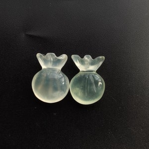2 pièces sac à découper blanc naturel clair "xiuyu" pendentif en pierre de jade, boucle d'oreille perle, fabrication d'amulettes fait main collier pendentif bijoux MX