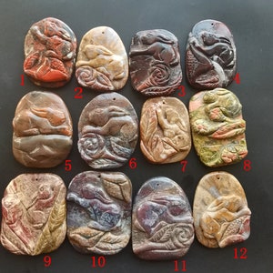 Rabbite,flower,leaf handmade carved stone Pendant,natural gemstone,agate,Unakite,jasper,Amulet Animals Necklace Pendant Jewerly link
