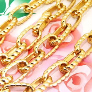 10Chains Long Shiny Dot View Loop 15mmx24mm Plated Gold Aluminum  Metal Chain 4mm---38&quot;x10