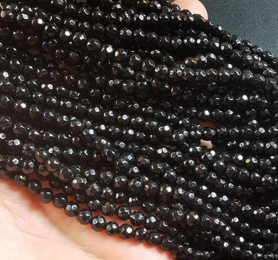 Perline Di Onice/agata Nera Sfaccettate A Forma Di Moneta – 15 Pollici, Per Creare Gioielli Fai-da-te