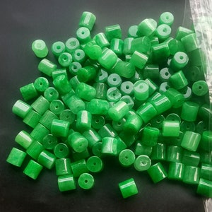 Tube green jade loose beads, 6mmx6mm,gemstone bead,Amulet Talisman for making handmade earring,bracelet,Necklace Jewelry MG