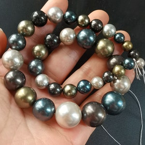 8mm-16mm,rainbow shell pearl strand, Round smooth,green,blue,grey,black,loose beads, full 1 strand,16&quot;