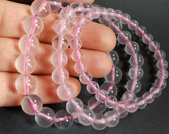 Natural Rose Quartz Bracelet,6.5mm,8.5mm,10mm,smooth Round
