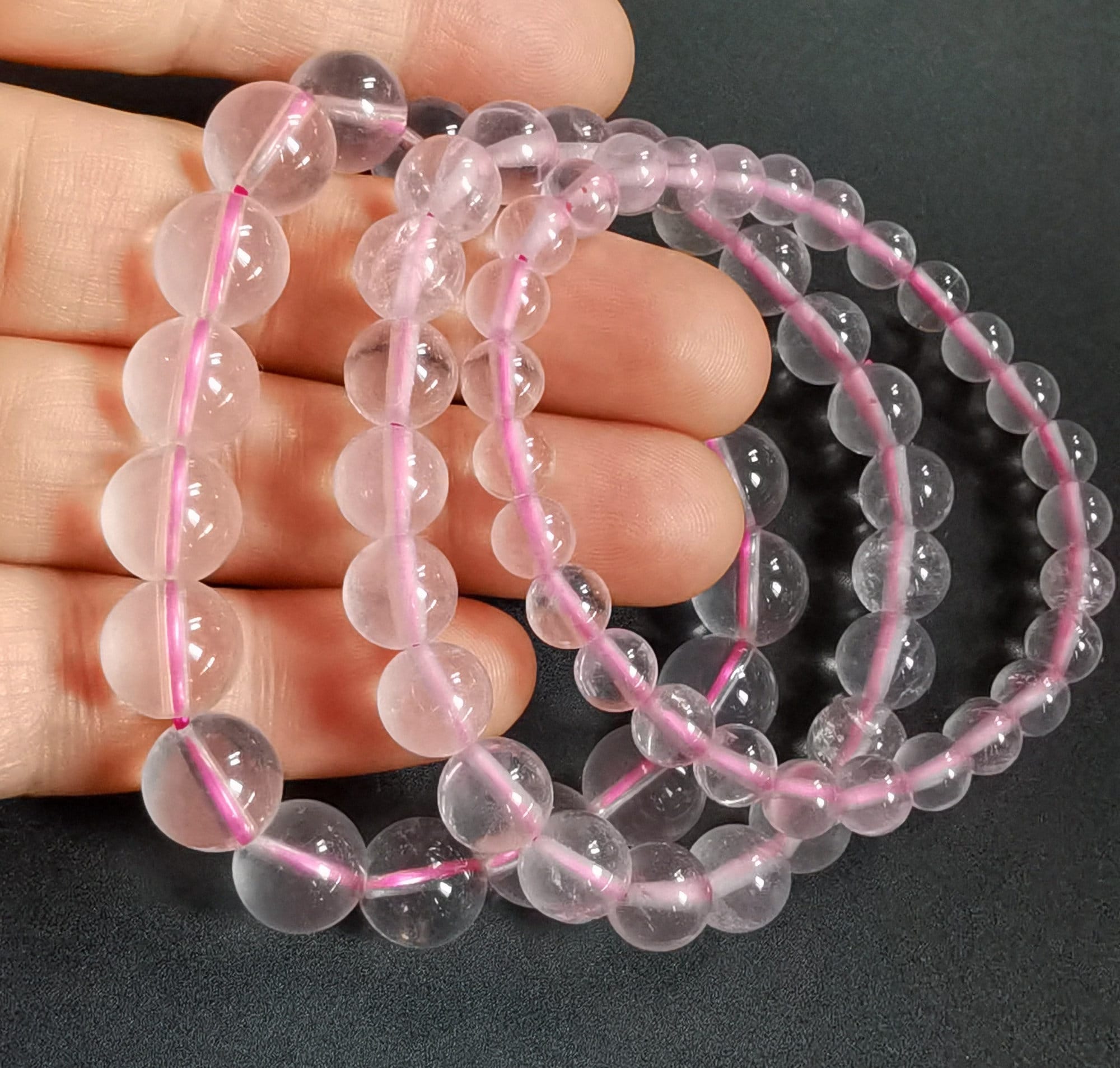 [HARANG]★BTS 着用★ HR 47B_Round Cut Pink Calcite Bracelet Pink Calcite Bracelets, Pink Calcite Bracelets, Calcite