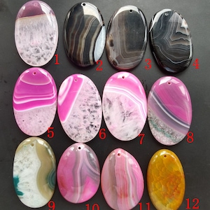 Oval Dragon Vein Agate Pendant: Gemstone Necklace Stone