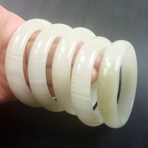 Untreated Natural yellow green jade Bangle,Circle Smooth jade stone bracelet, charm gemstone  Larger inner woman man wide bangle, best gift