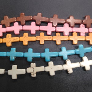 Cross Howlite turquoise beads, brown,pink,orange,turquoise color, white, Loose stone gemstone beads, Full one strand,16&quot;