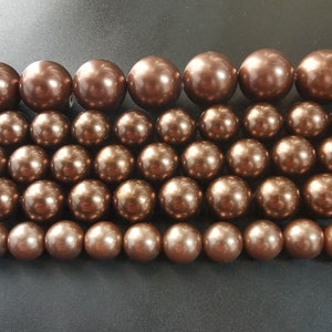 10mm,12mm,16mm,brown shell pearl strand, Round smooth, loose beads, full 1 strand,16&quot;