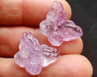 2Beads butterfly lavender Carving Amethyst quartz stone Pendant link,gemstone bead Amulet Talisman pendant Necklace Jewelry